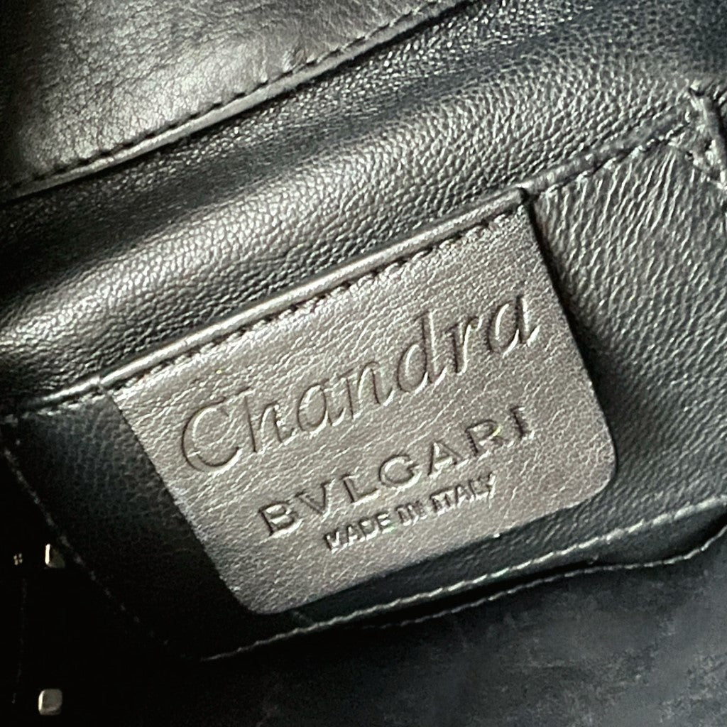 Bvlgari Black Leather Canvas Signature Ring Detail Tote Bag