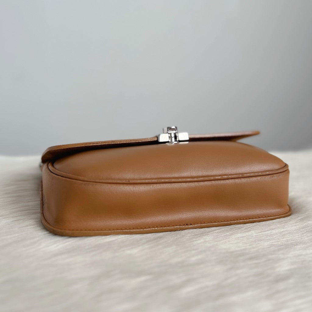 Furla Caramel Leather Flap Closure Classic Shoulder Bag