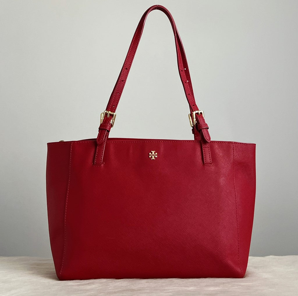 Tory Burch Red Leather Front Compartment Shoulder Bag