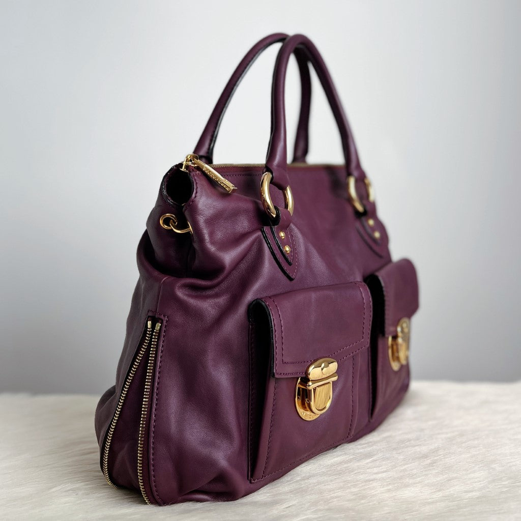 Marc Jacobs Purple Leather Front Pocket 2 Way Shoulder Bag