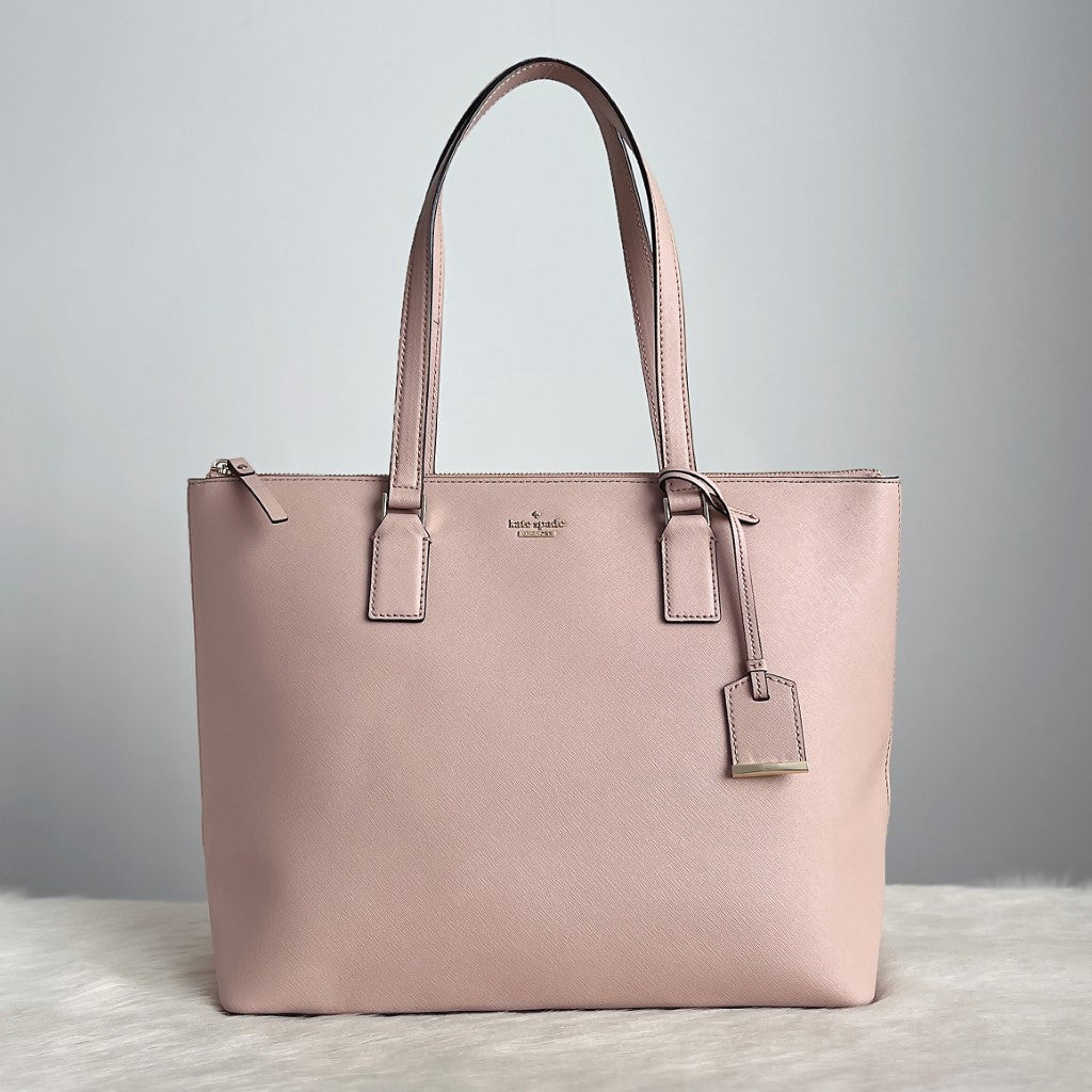 Kate Spade Blush Pink Leather Front Logo Shopper Shoulder Bag