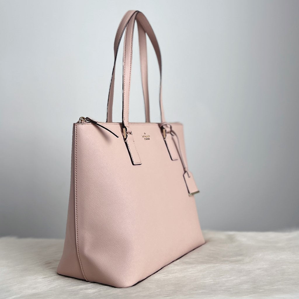 Kate Spade Blush Pink Leather Front Logo Shopper Shoulder Bag