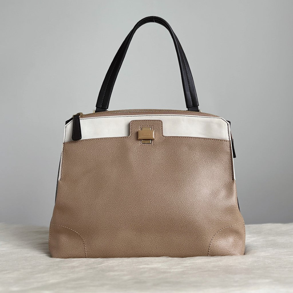 Furla Tri-Tone Leather Top Handle Career Shoulder Bag