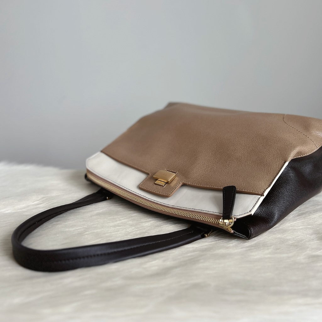 Furla Tri-Tone Leather Top Handle Career Shoulder Bag