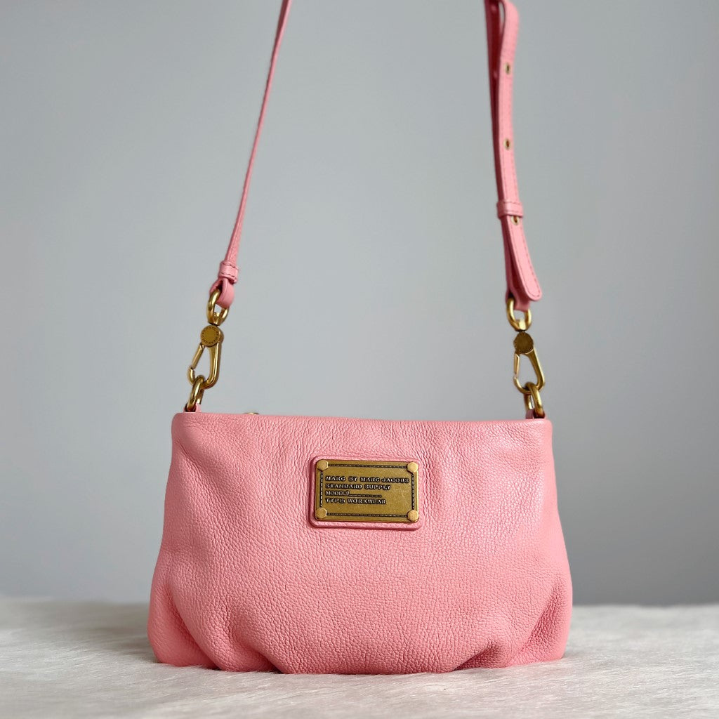 Marc Jacobs Pink Front Logo Small Crossbody Shoulder Bag