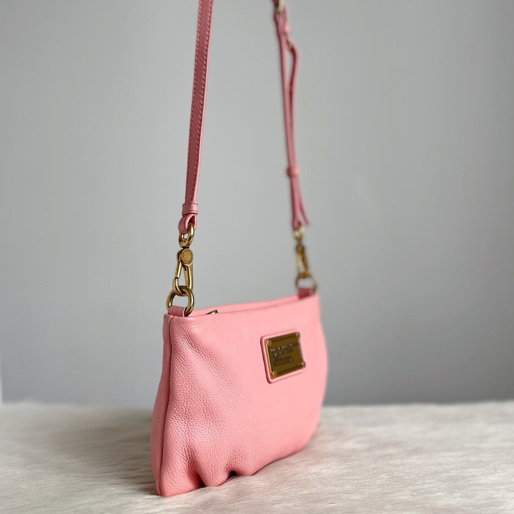 Marc Jacobs Pink Front Logo Small Crossbody Shoulder Bag