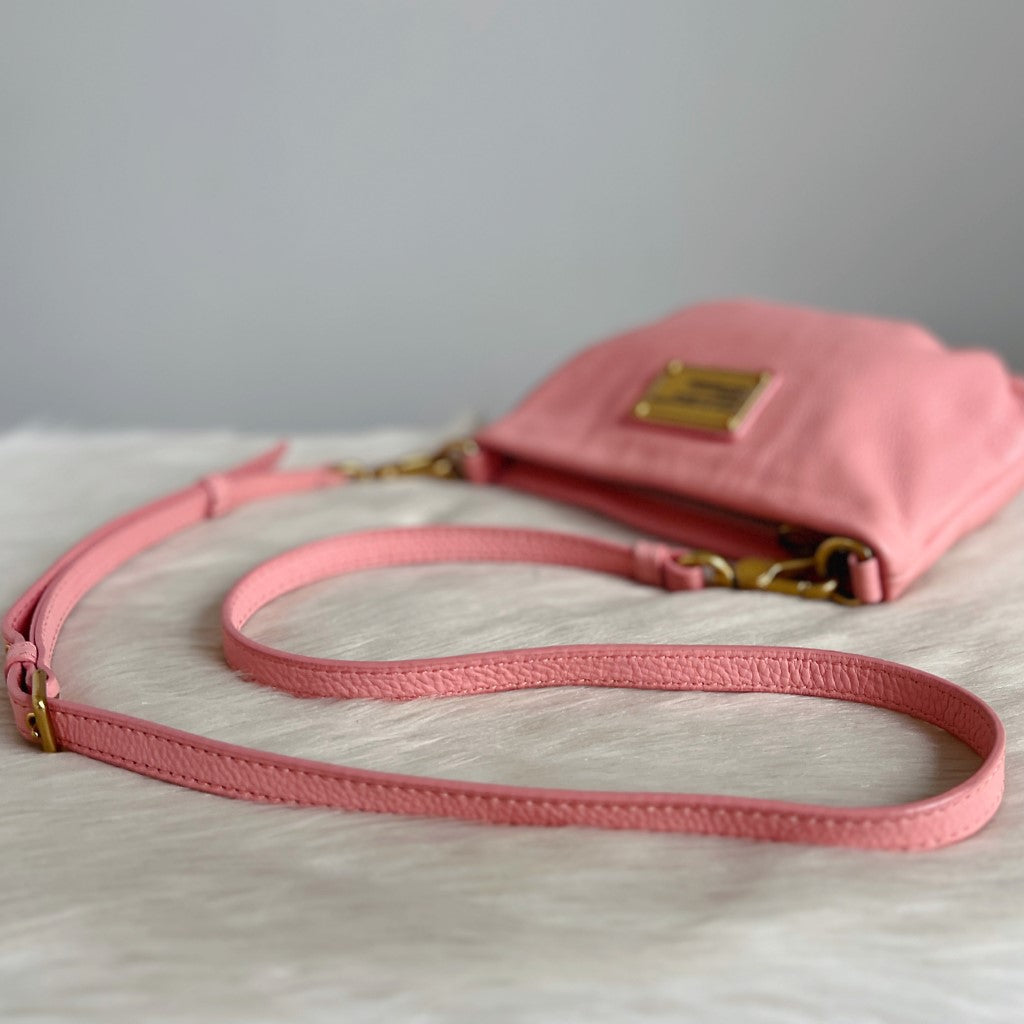 Marc Jacobs Pink Front Logo Small Crossbody Shoulder Bag