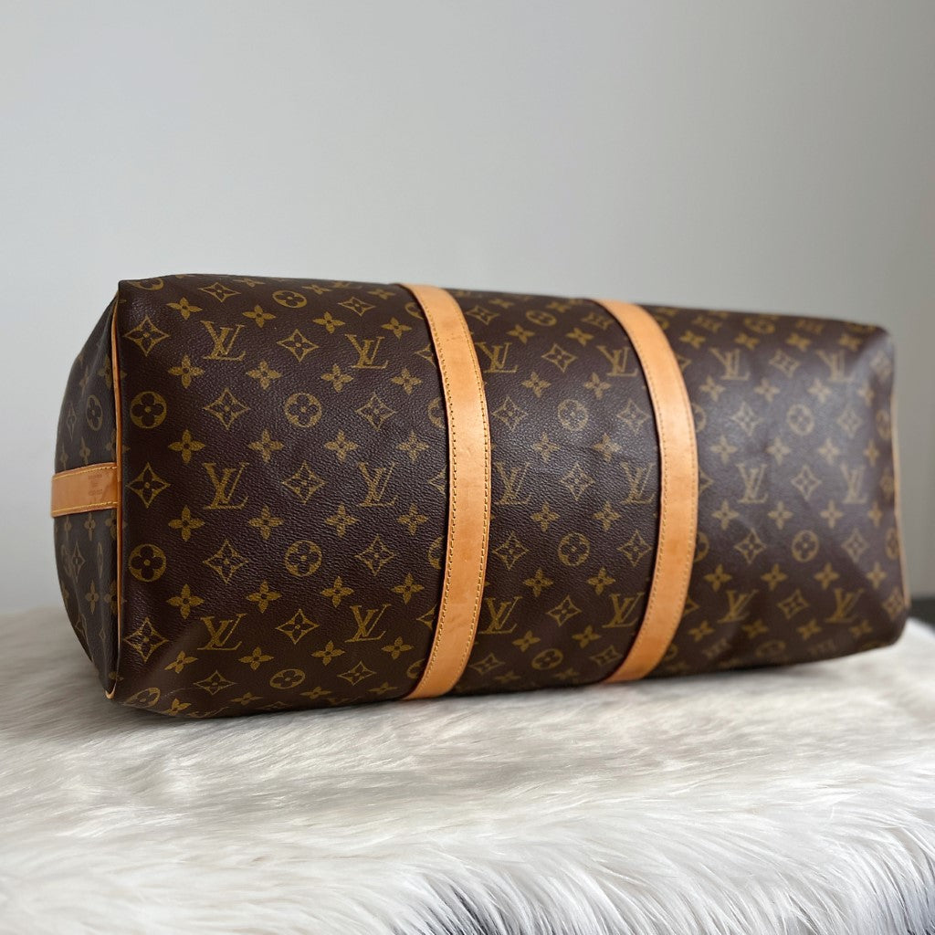 Louis Vuitton Signature Monogram Bandouliere Keepall 50 Travel Bag Full Set