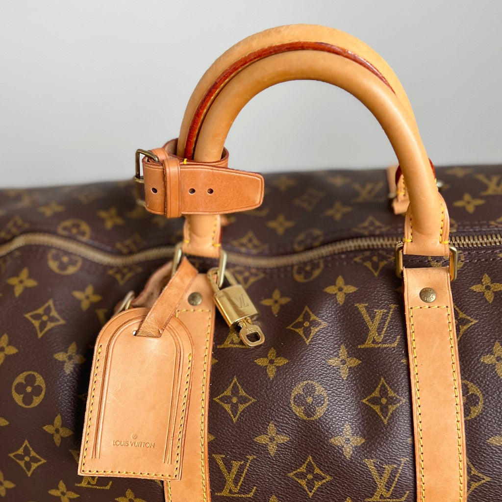 Louis Vuitton Signature Monogram Bandouliere Keepall 50 Travel Bag Full Set