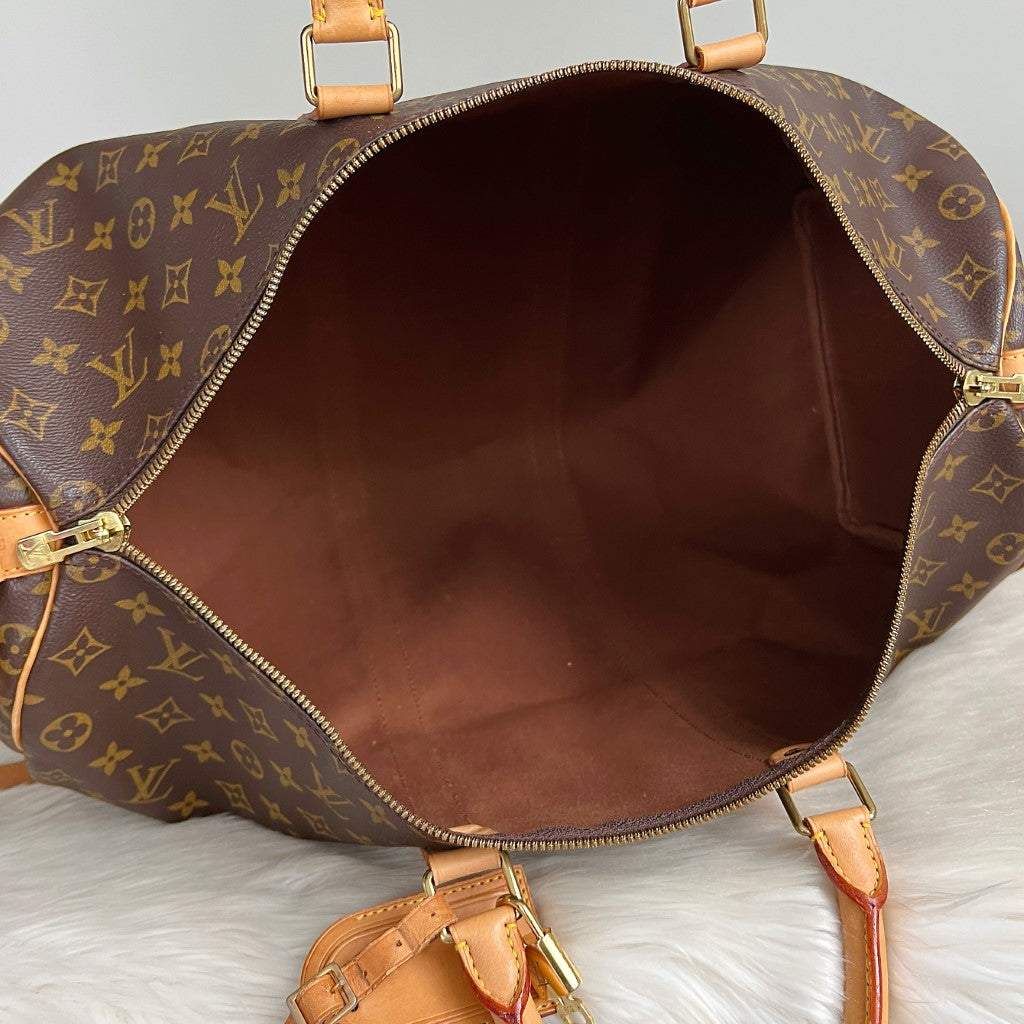 Louis Vuitton Signature Monogram Bandouliere Keepall 50 Travel Bag Full Set