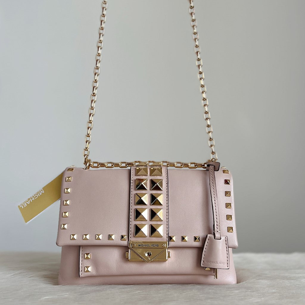 Michael Kors Pink Leather Studded Detail Crossbody Shoulder Bag New with Tags