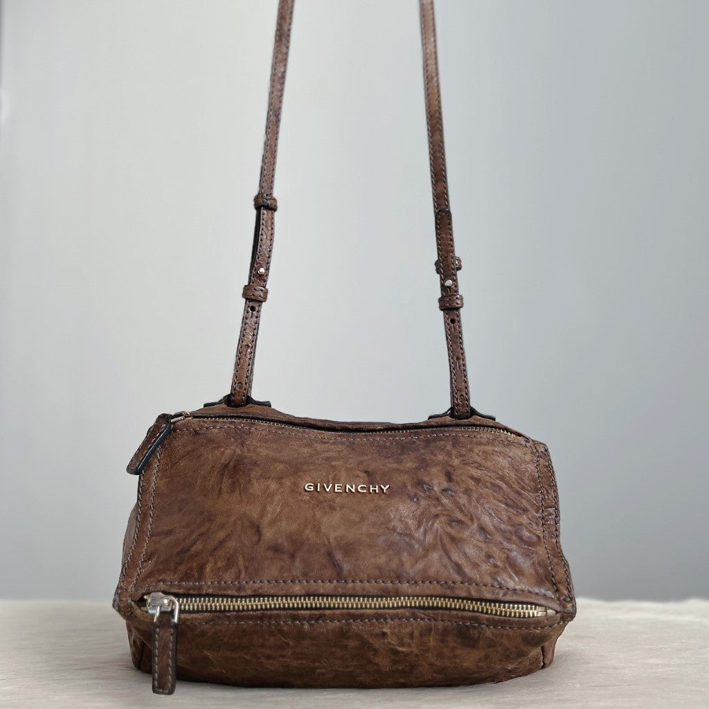 Givenchy Brown Leather Signature Pandora Crossbody Shoulder Bag