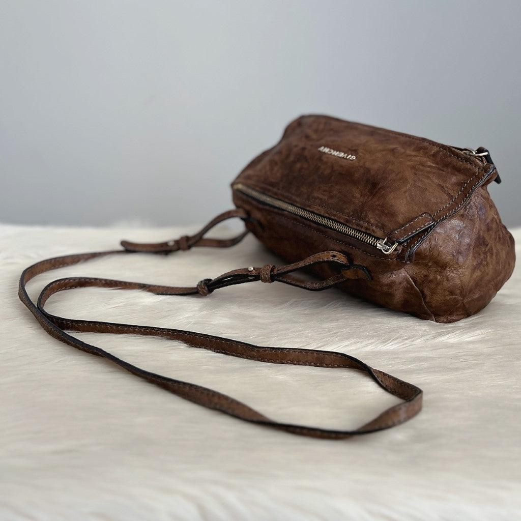 Givenchy Brown Leather Signature Pandora Crossbody Shoulder Bag