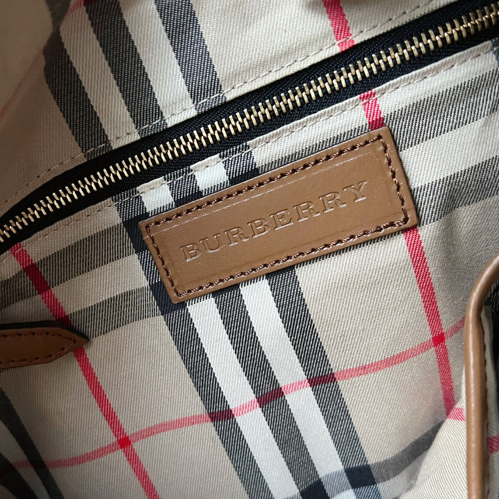 Burberry Caramel Leather Front Logo Classic Career Shoulder Bag