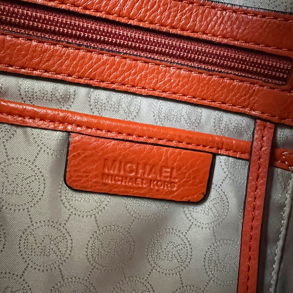 Michael Kors Orange Leather Woven Hamilton Large 2 Way Shoulder Bag