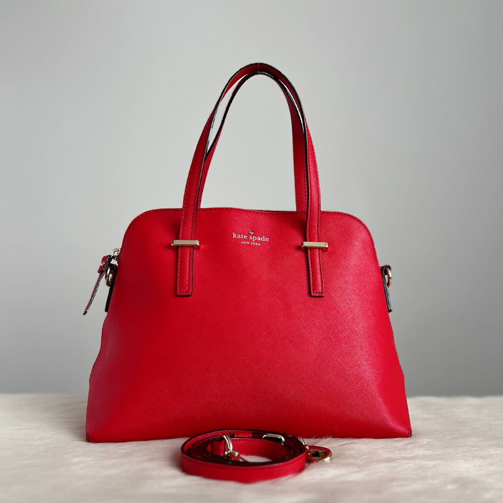 Kate Spade Red Leather Front Logo 2 Way Shoulder Bag