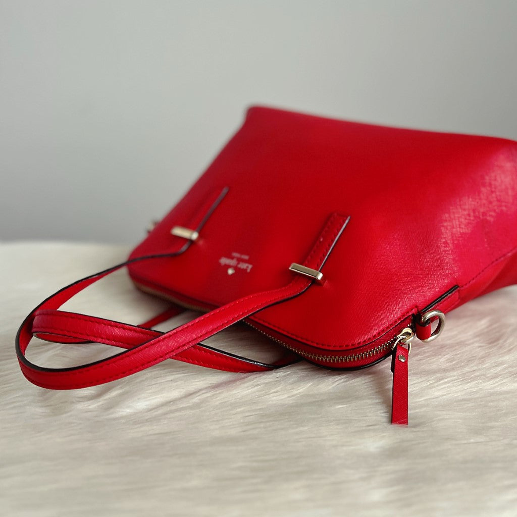 Kate Spade Red Leather Front Logo 2 Way Shoulder Bag