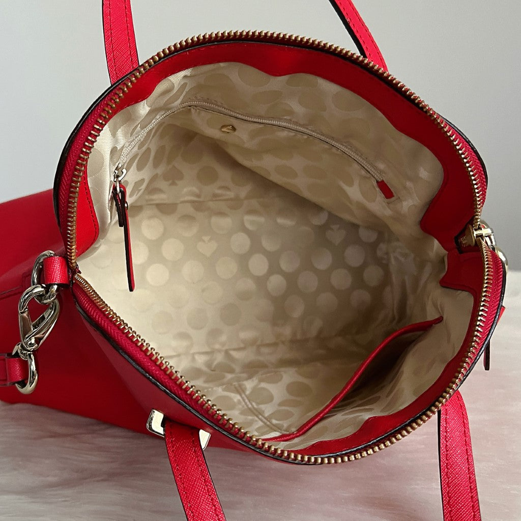 Kate Spade Red Leather Front Logo 2 Way Shoulder Bag