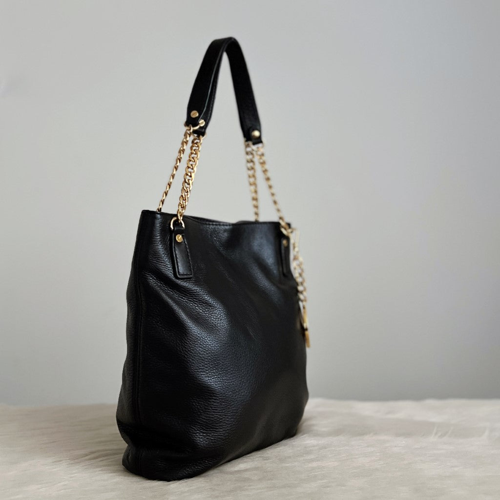 Michael Kors Black Leather Chain Detail 2 Way Shoulder Bag Excellent