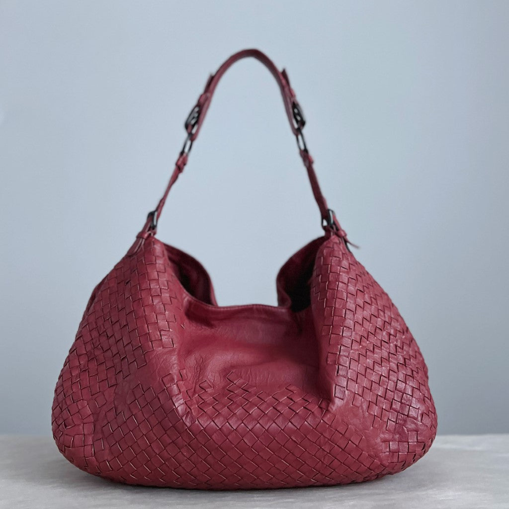 Bottega Veneta Rusty Rose Intrecciato Leather Slouchy Shoulder Bag