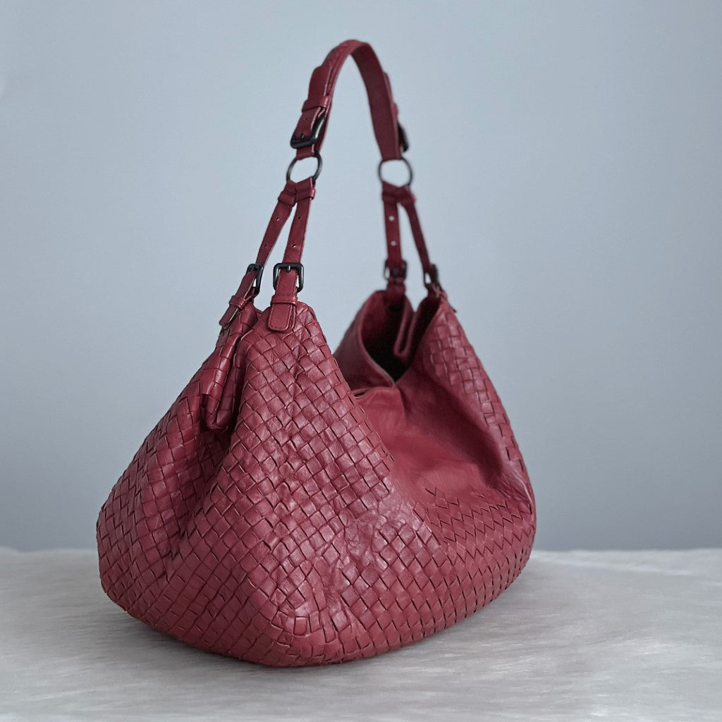 Bottega Veneta Rusty Rose Intrecciato Leather Slouchy Shoulder Bag