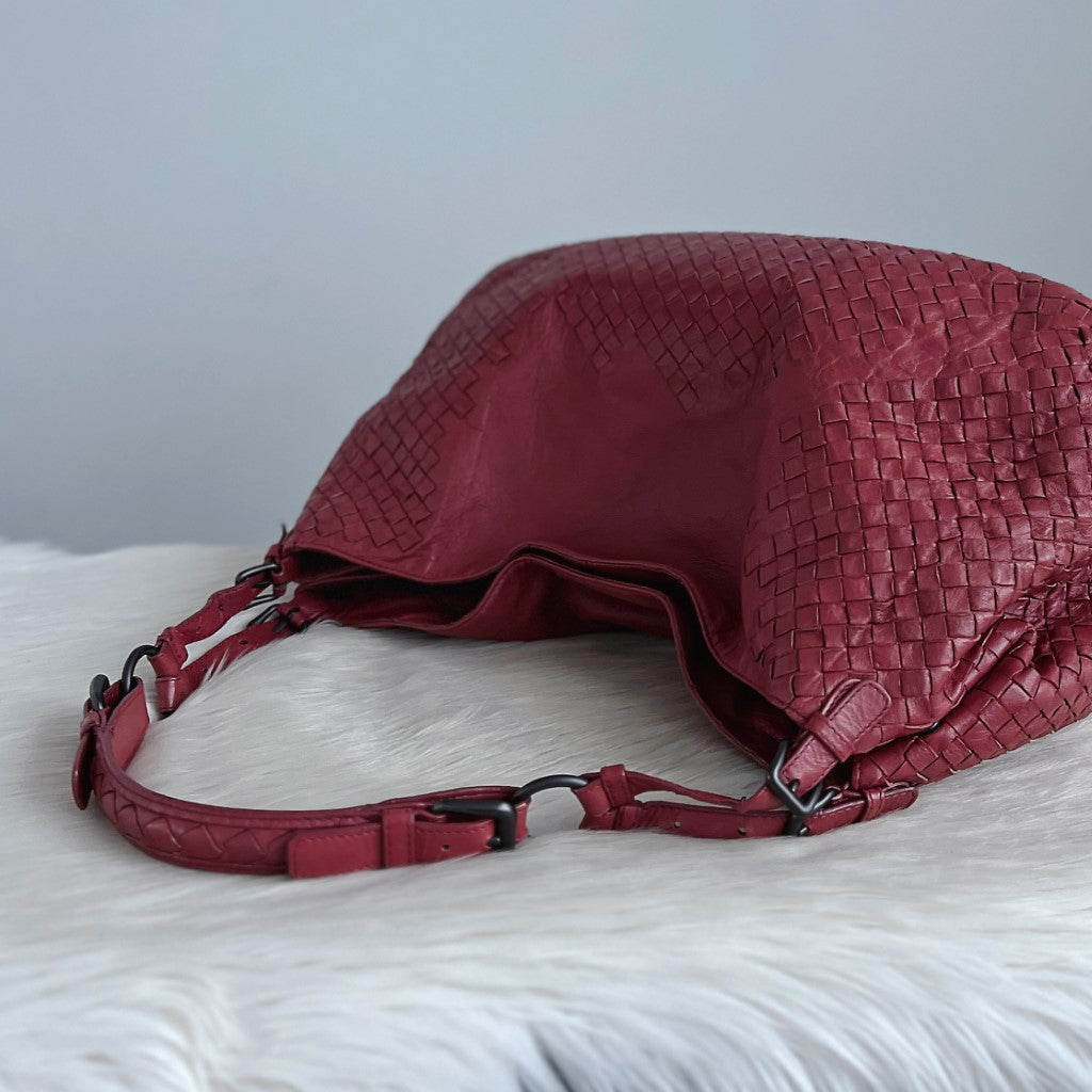 Bottega Veneta Rusty Rose Intrecciato Leather Slouchy Shoulder Bag