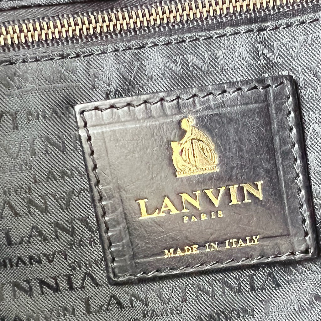 Lanvin Black Leather Quilted Lambskin Slouchy 2 Way Shoulder Bag