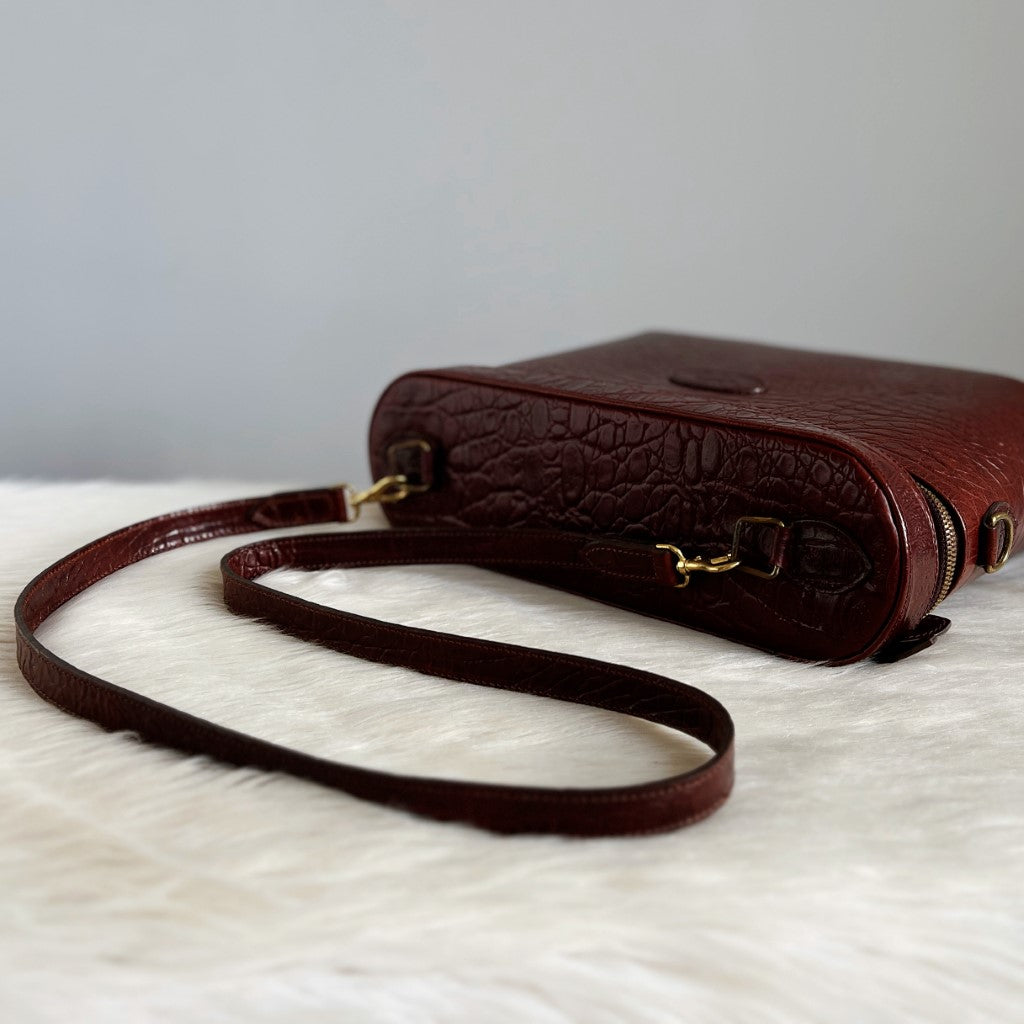 Mulberry Brown Leather Front Logo Doctor Crossbody Shoulder Bag