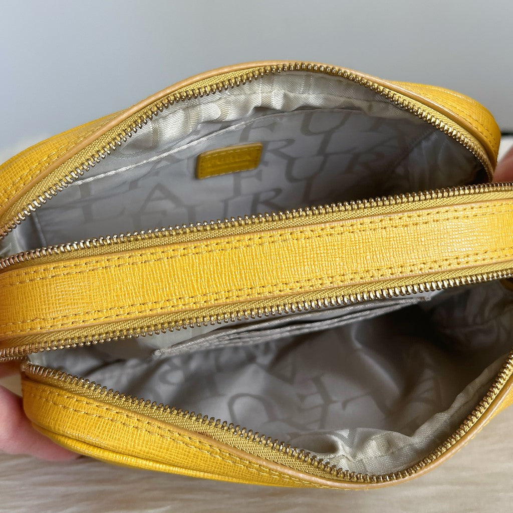 Furla Yellow Leather Double Compartment Crossbody Shoulder Bag