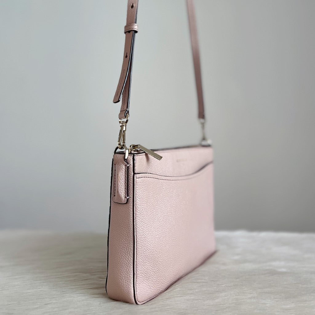 Kate Spade Blush Pink Leather Multi-compartment Crossbody Shoulder Bag