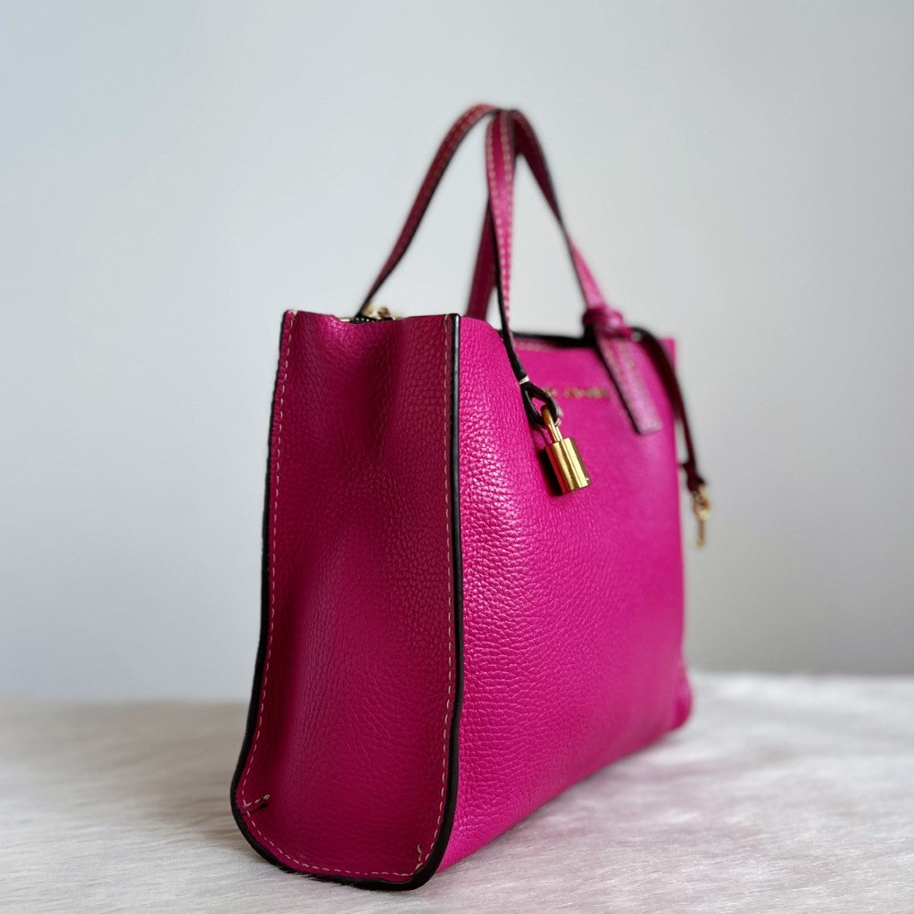 Marc Jacobs Fuchsia Leather Triple Compartment 2 Way Shoulder Bag