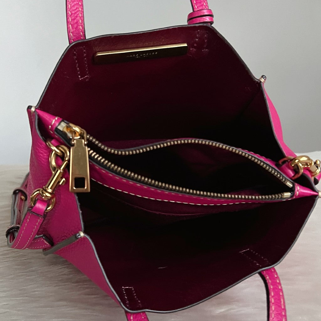 Marc Jacobs Fuchsia Leather Triple Compartment 2 Way Shoulder Bag