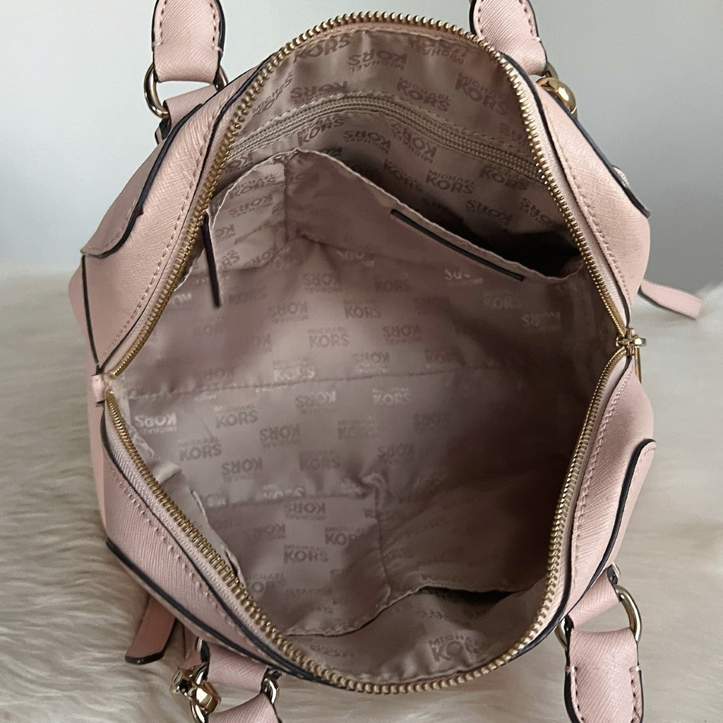 Michael Kors Pink Leather Front Logo Boston 2 Way Shoulder Bag