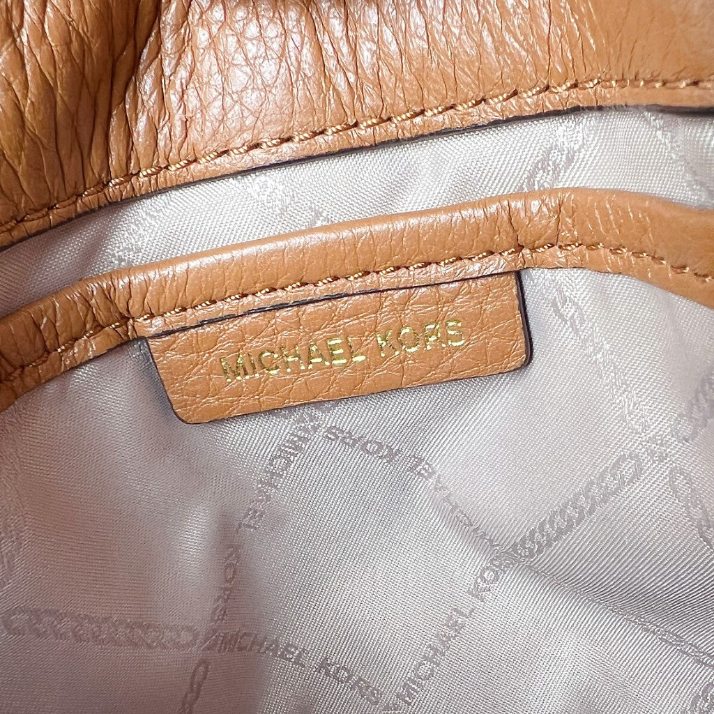 Michael Kors Caramel Leather Monogram Crossbody Shoulder Bag Excellent