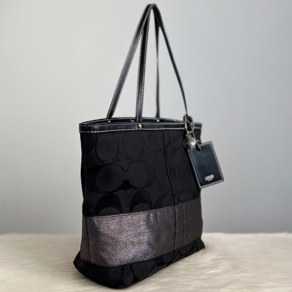 Coach Black Monogram Patchwork Block Detail Tote Shoulder Bag