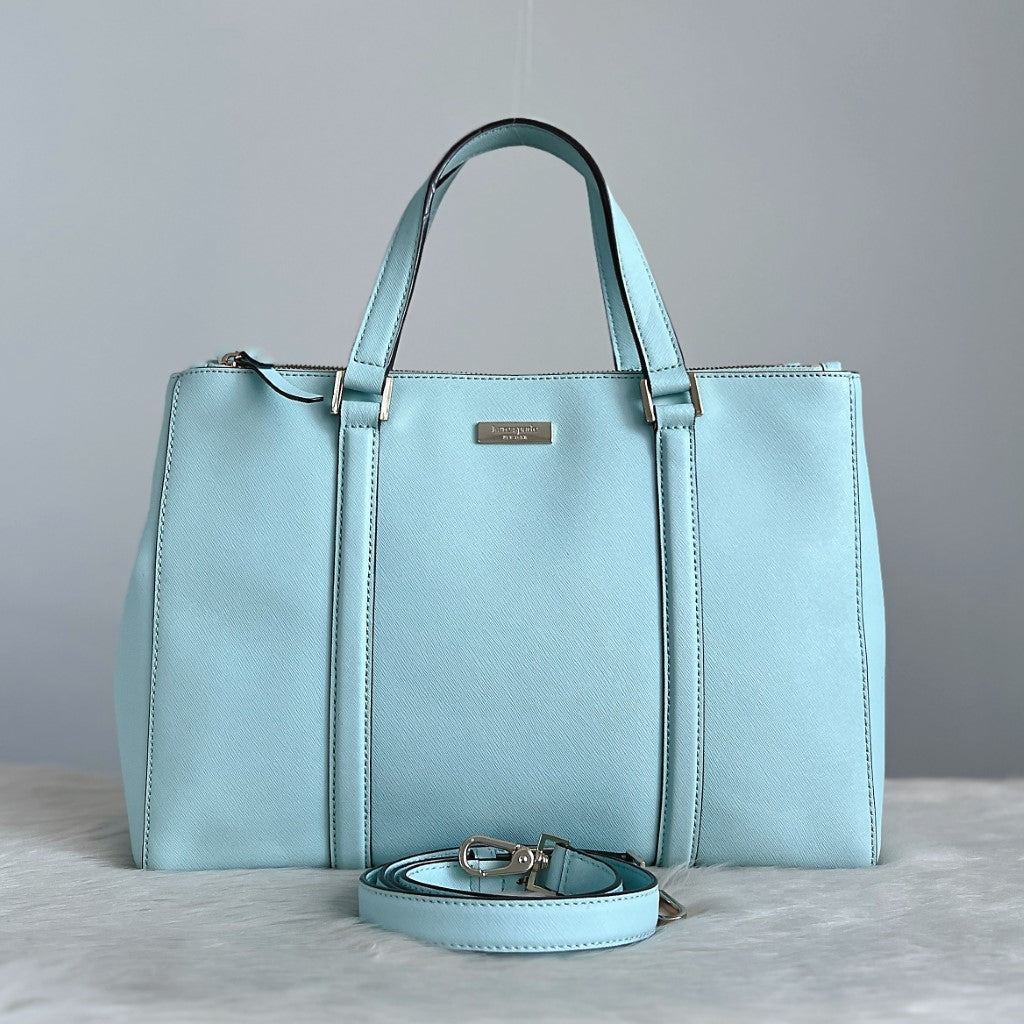 Kate Spade Mint Leather Triple Compartment Large 2 Way Shoulder Bag