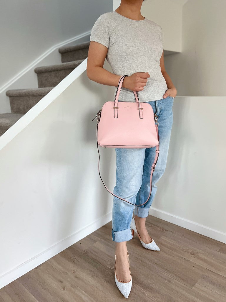 Kate Spade Pink Leather Front Logo 2 Way Shoulder Bag