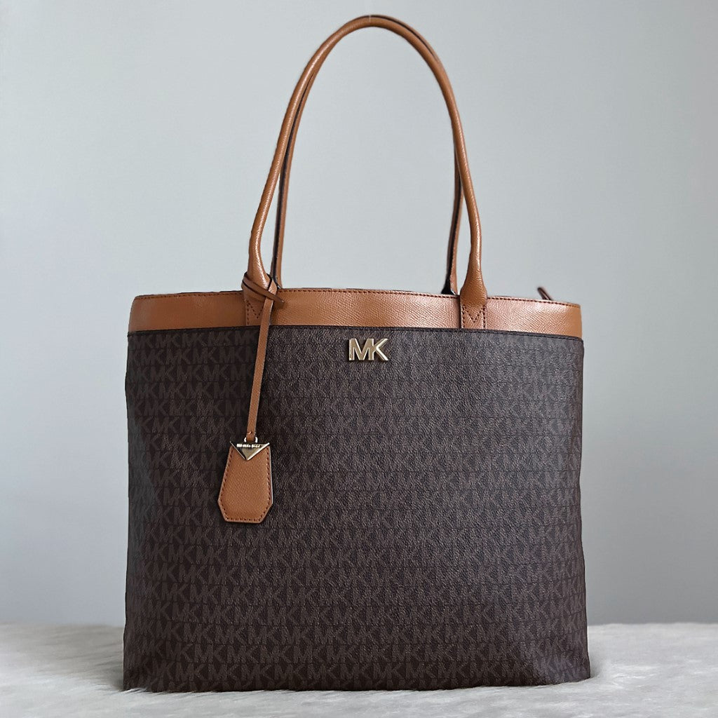 Michael Kors Monogram Triple Compartment Career Shoulder Bag Excellent