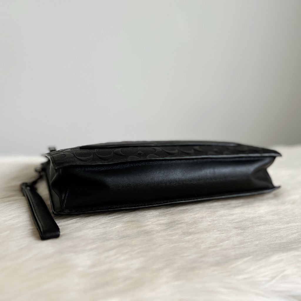 Coach Black Embossed CC Monogram Clutch Hand Bag