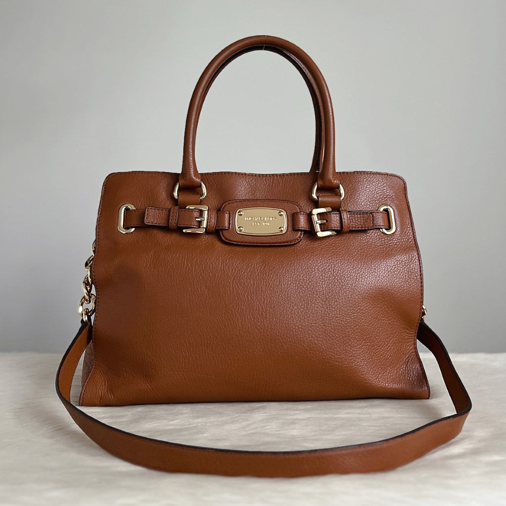 Michael Kors Caramel Leather Hamilton 2 Way Shoulder Bag