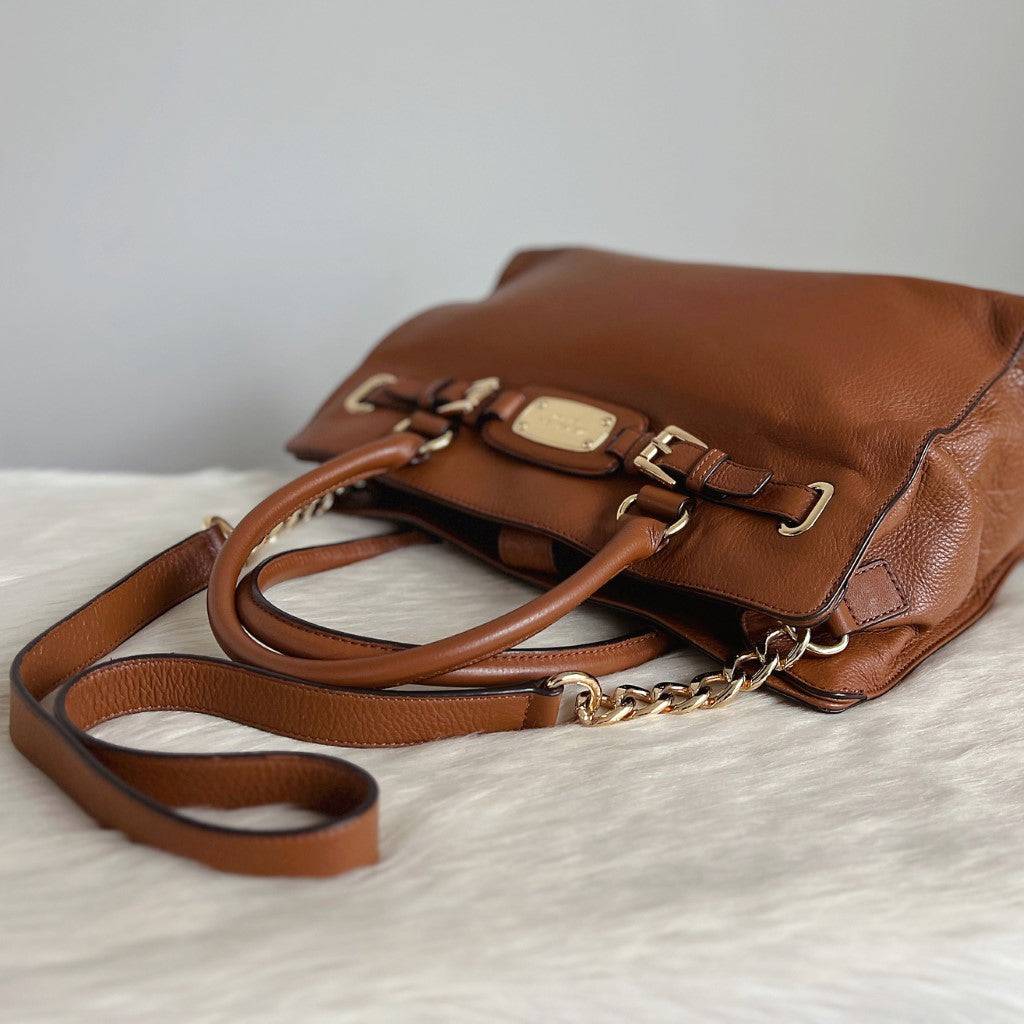 Michael Kors Caramel Leather Hamilton 2 Way Shoulder Bag