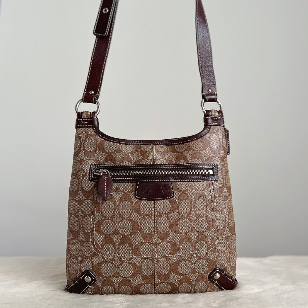 Coach Monogram Front Pocket Detail Crossbody Shoulder Bag