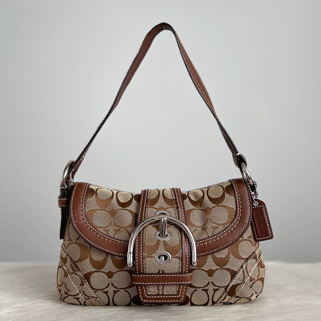 Coach Monogram Front Buckle Small Shoulder Bag