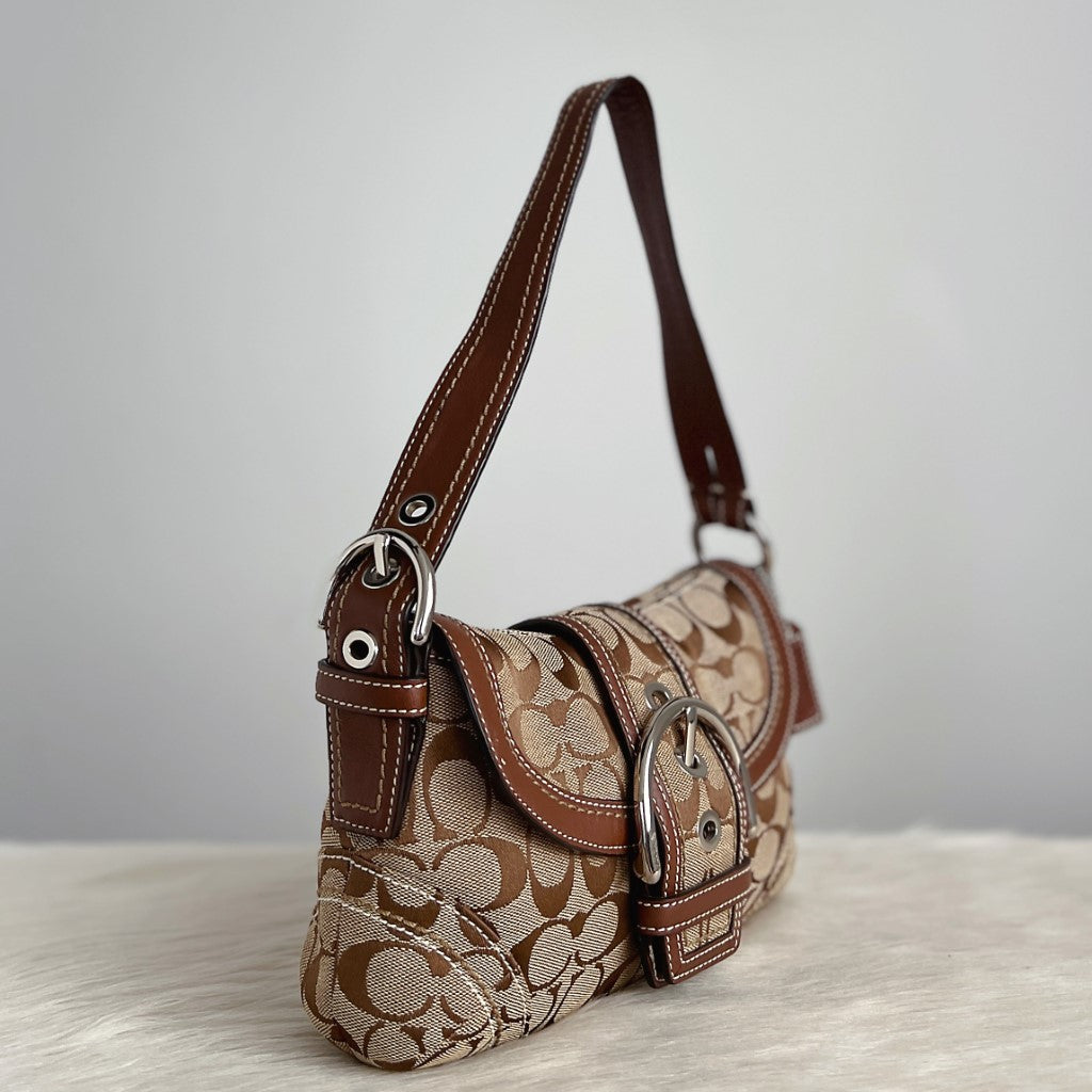 Coach Monogram Front Buckle Small Shoulder Bag