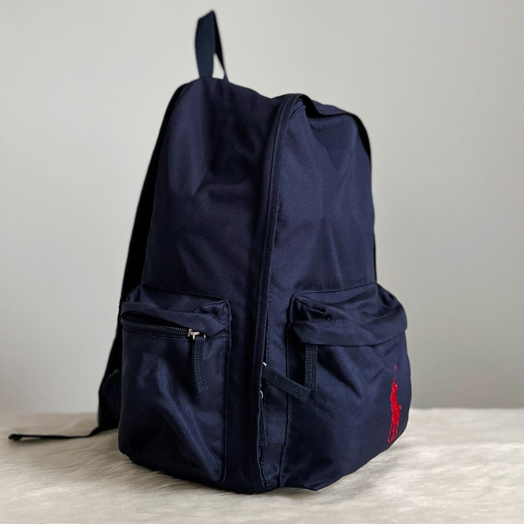 Ralph Lauren Navy Blue Signature Logo Backpack Excellent