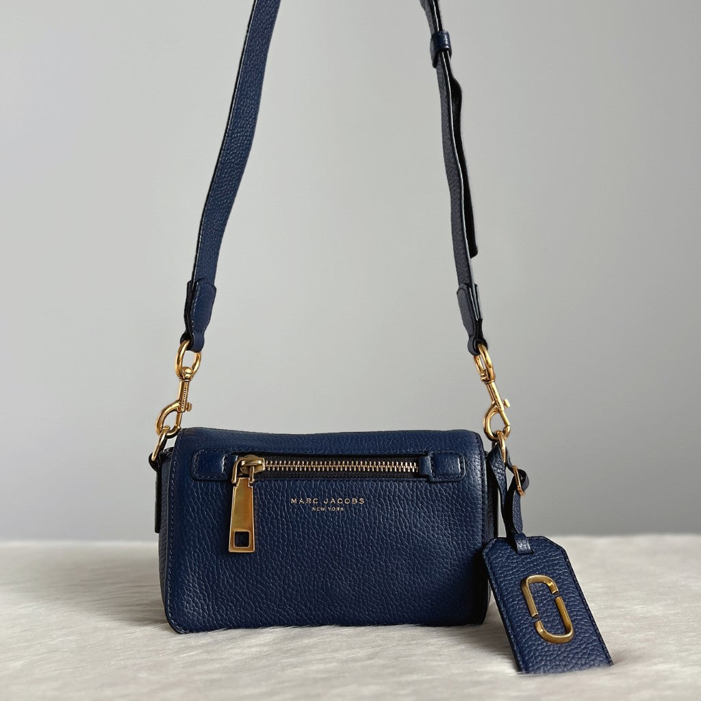 Marc Jacobs Navy Leather Oversized Charm Detail Crossbody Shoulder Bag Excellent