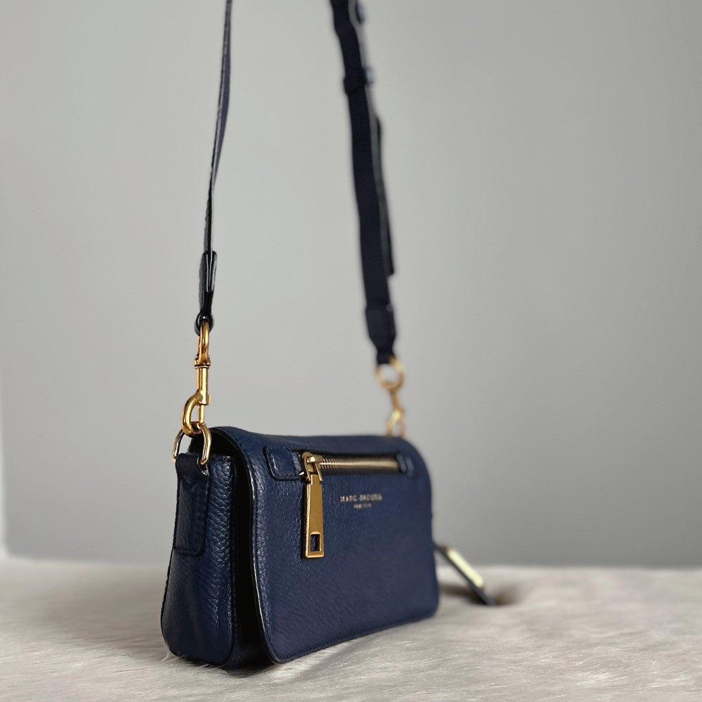 Marc Jacobs Navy Leather Oversized Charm Detail Crossbody Shoulder Bag Excellent