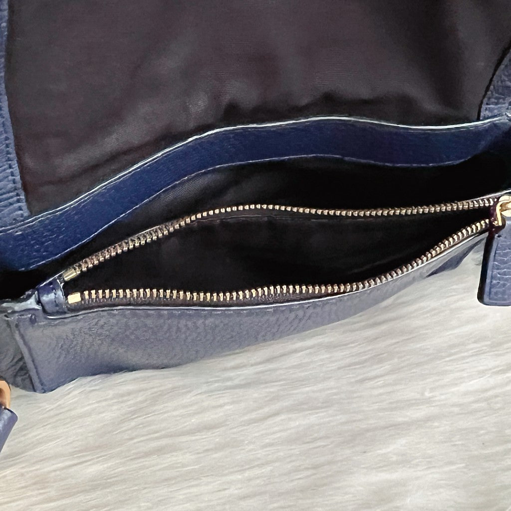 Marc Jacobs Navy Leather Oversized Charm Detail Crossbody Shoulder Bag Excellent