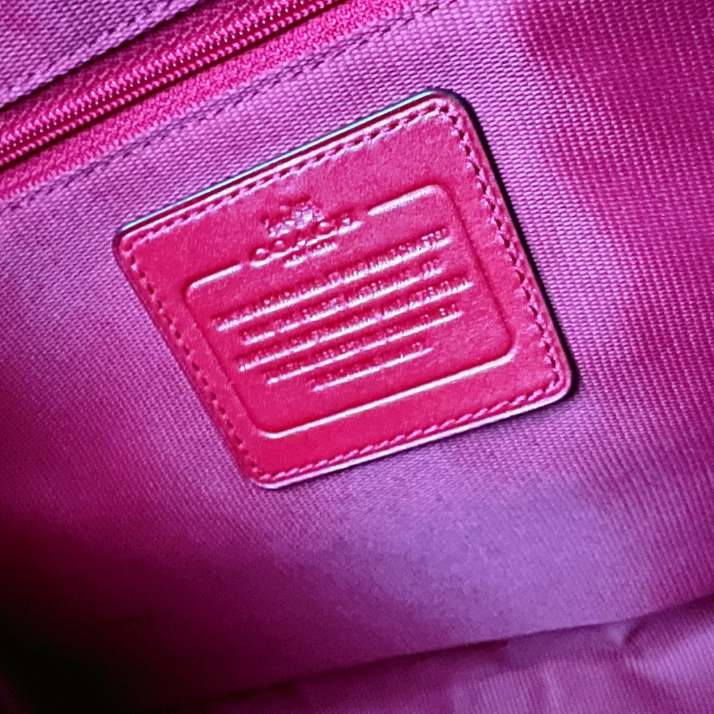 Coach Red Leather Front Logo Triple Compartment 2 Way Shoulder Bag