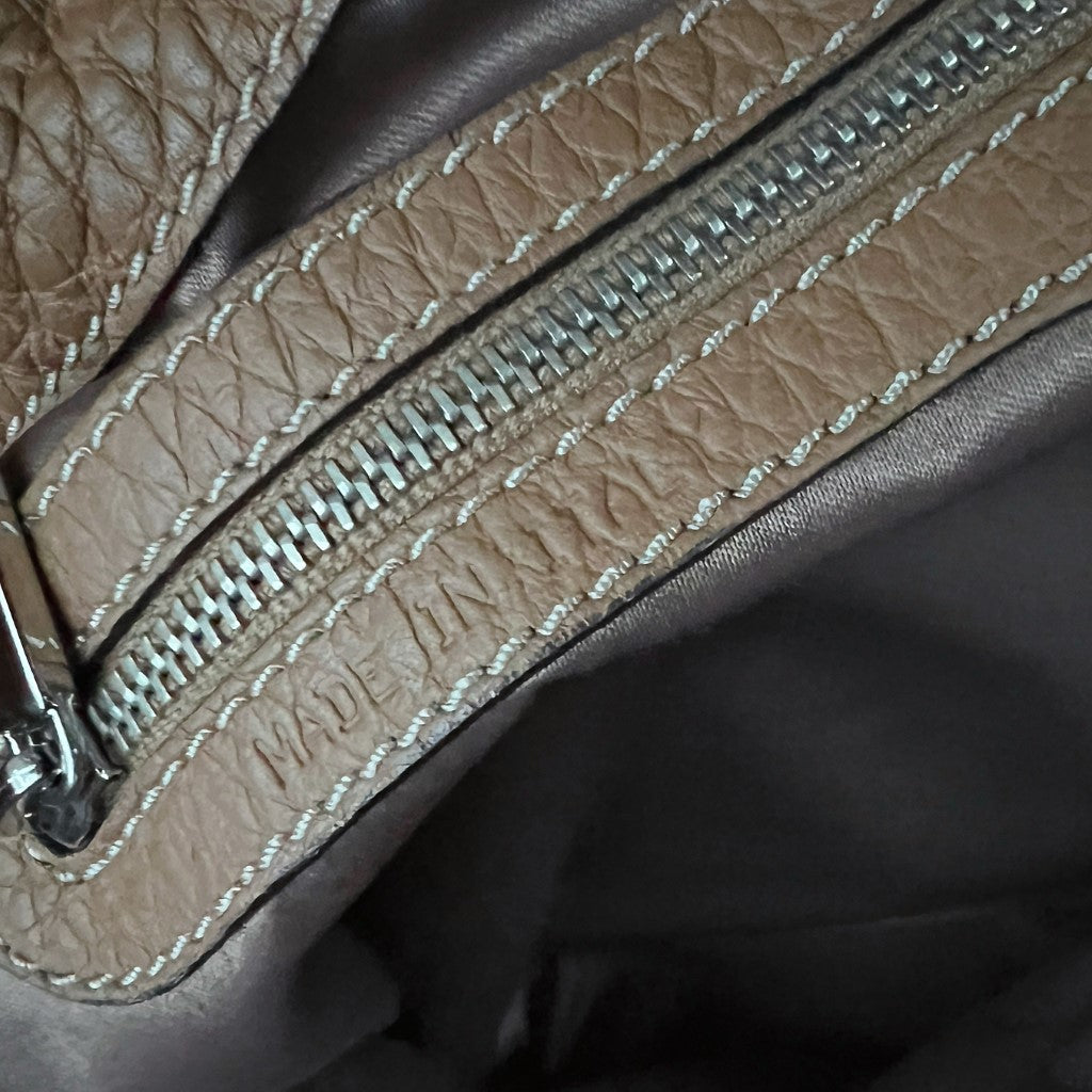 Tod's Caramel Leather Front Logo Large Shoulder Bag Excellent